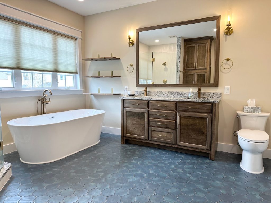 elegant bathroom with a bath tub