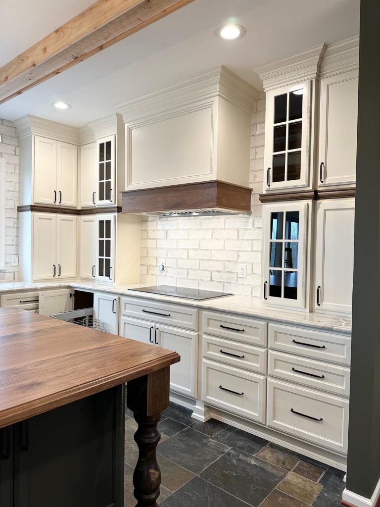 Modern kitchen with white cabinets