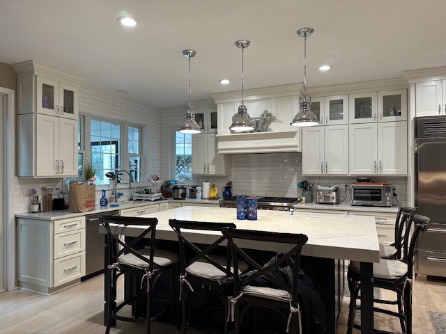 Modern kitchen with marble island