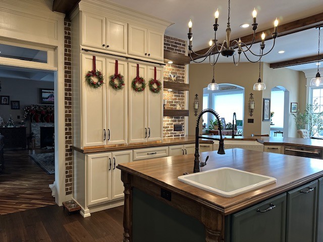 Modern kitchen with holiday decor