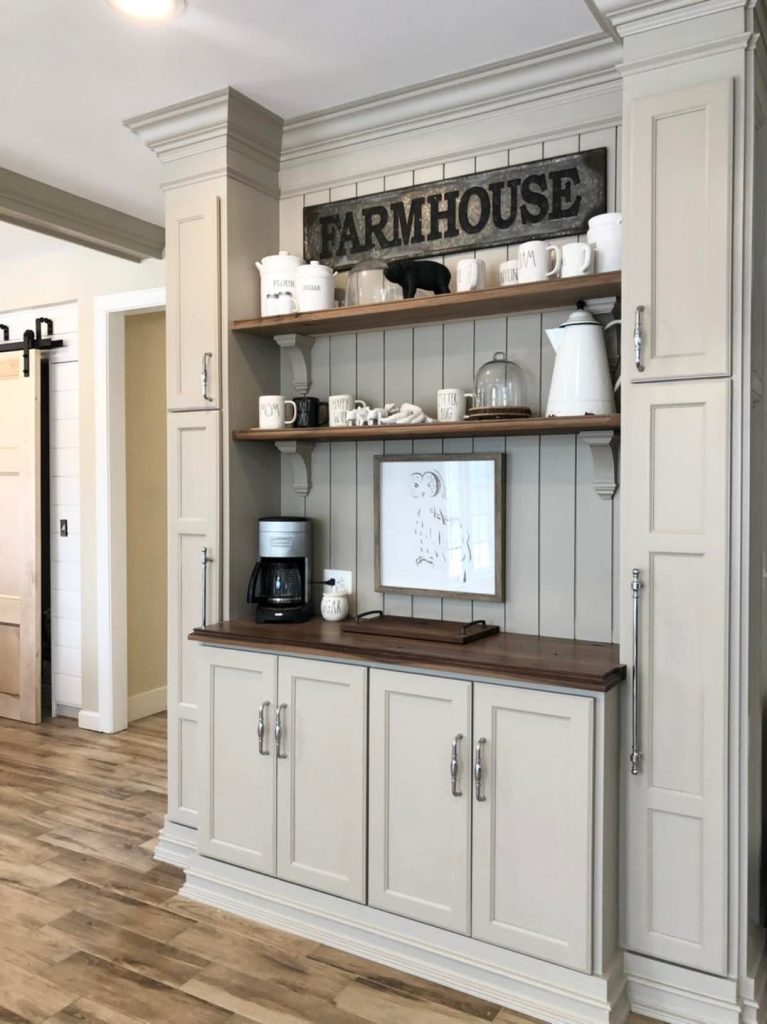 elegant kitchen with white cabinet