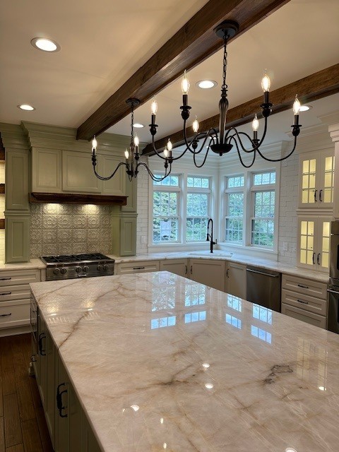 Modern kitchen with marble island