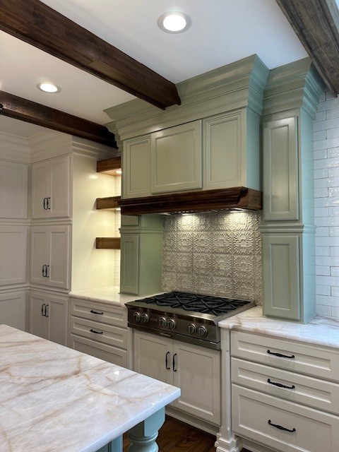 Modern kitchen with green accents